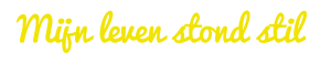 Mijn leven stond stil
